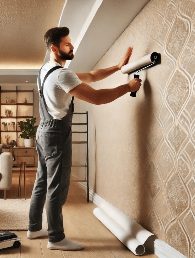Wallpaper fixing works